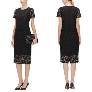 BOSS Hugo Boss Women Lace Midi Cocktail Dress Black Size 4